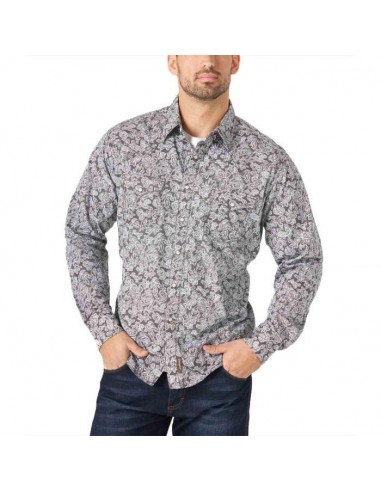 Retro Premium Long Sleeve Print Shirt - Charcoal Paisley de l' environnement