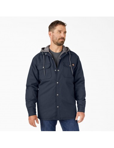 Water Repellent Duck Hooded Shirt Jacket, Navy pas chere