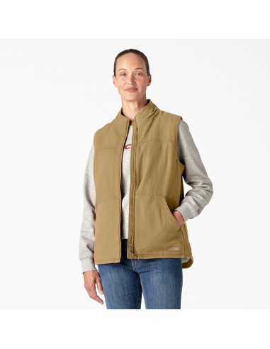 Women's Fleece Lined Duck Canvas Vest - Rinsed Nubuck vente chaude votre 