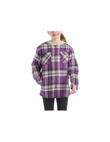 Youth Girls Long Sleeve Flannel Snap Front Hooded Shirt Jacket - Majesty suggérées chez