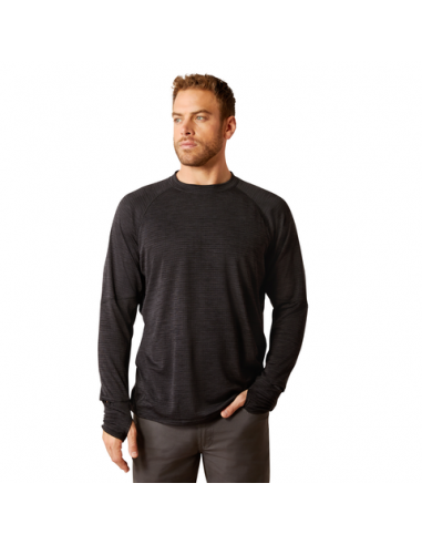 Rebar Gridwork Crewneck T-Shirt Long Sleeve - Black les ctes