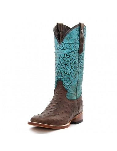 Tanner Mark Nicotine Ostrich Print Ladies' Boot en linge