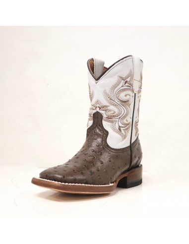 Tanner Mark Chocolate Ostrich Print Children's Boot Dans la société mordern