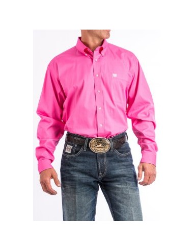 Cinch Pink Classic Fit Men's Shirt brillant des détails fins