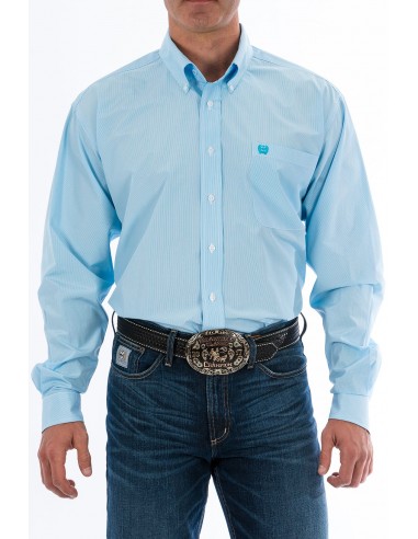 Cinch Light Blue Stripe Classic Fit Men's Shirt destockage