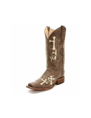 Circle G Brown with Beige Side Cross Ladies' Boot pas chere