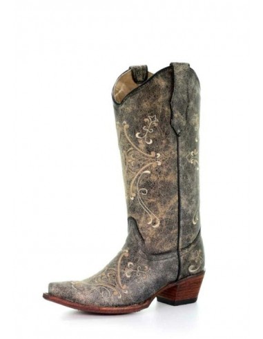 Circle G Brown Crackle Bone Embroidered Ladies' Boot À commander